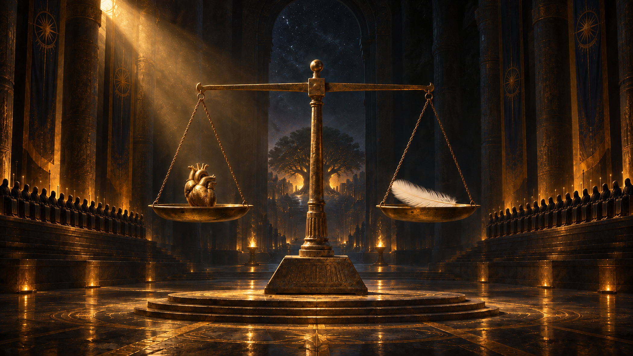 La balance dans la lumière, le cœur et la plume