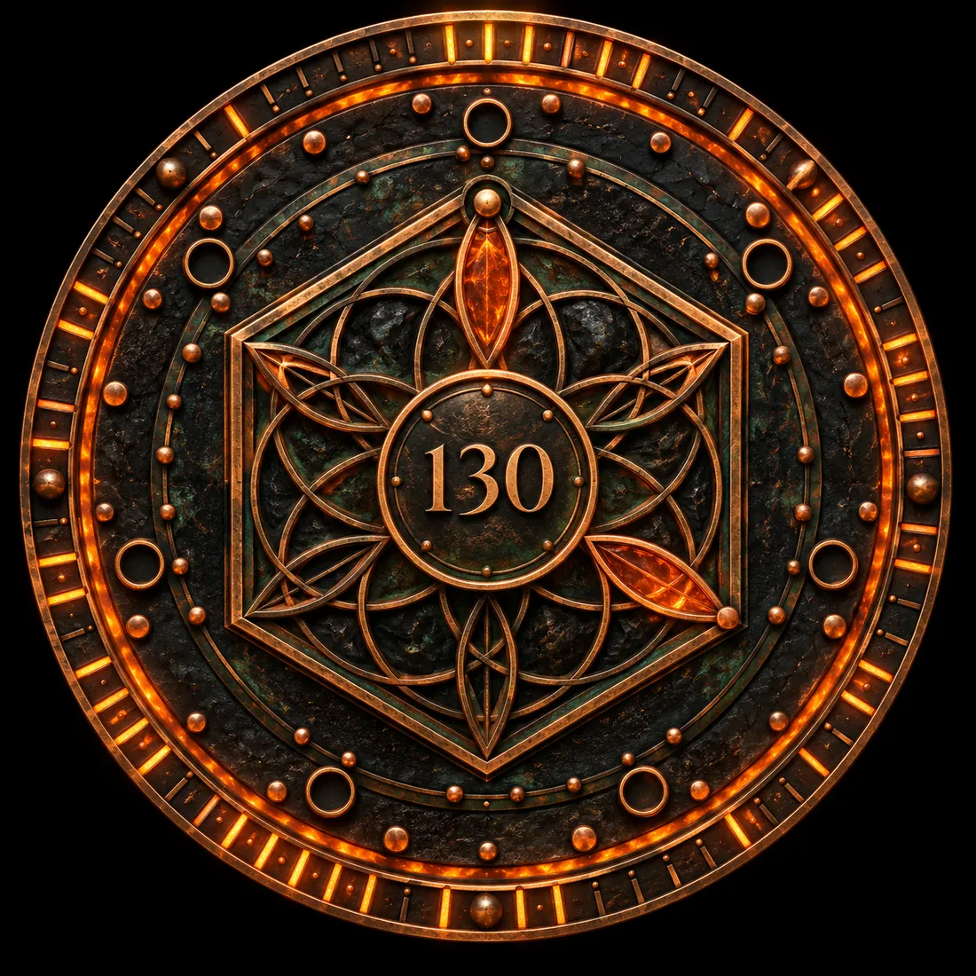 Le Sceau 130 déployé en mandala, cuivre